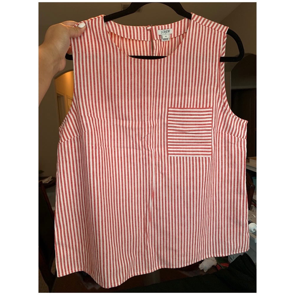 J crew red and white striped top